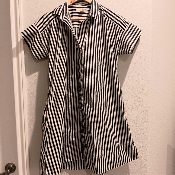 Loft Striped Poplin Short Sleeve Pocket Shirtdress size XS - Picture 9 of 9